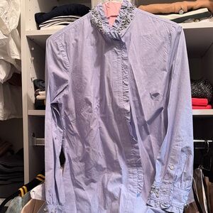 Light Blue Ruffled Button-Up Shirt